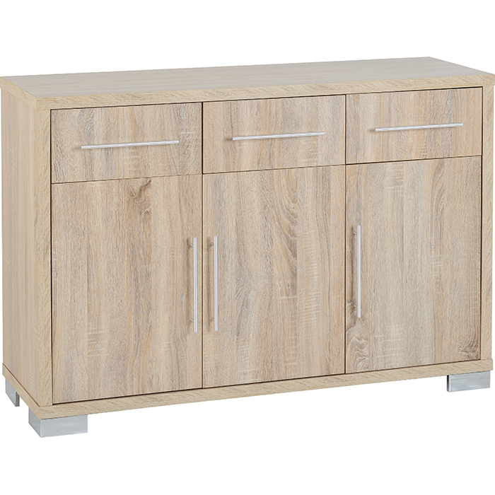 Milan 3 Door 3 Drawer Sideboard In Sonoma Oak Effect Veneer